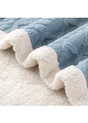 Fabienne Jacquard Sherpa Blanket Single Size 160x220cm Faux Fur Bed Blanket Reversible Warm Cashmere Blanket Blue Grey for Throw Bed Sofa Travel Couch