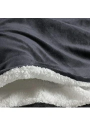 Fabienne Sherpa Blanket Single Size Dark Grey 160x220cm Twin Plush Throw Blanket Reversible Flannel Fleece Lamb Blanket Warm and Plush Travel Blanket