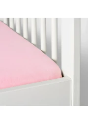 Fitted Sheet For Cot Pack Of 2 White/Pink 60X120cm
