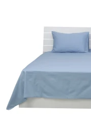 Deyarco Princess Flat Sheet 2pc-Fabric: Cotton Poly Easy Iron - Color: Lt. Blue -Size: Single 170X240cm + 1 Pillowcase Size: 50X75cm