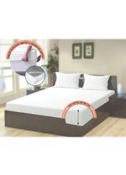 KLUB LINEN Stripe Microfiber White Fitted Sheet -King 180 x 200 cm