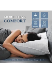 Comfy Set of 4 Hotel Quality Stripe Pillow - White