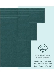 Towel Set Luxury Hotel Quality 600 GSM 100% Genuine Combed Cotton, Super Soft &amp; Absorbent Family Bath Towels 6 Piece Set - 2 Bath Towels, 2 Hand Towels, 2 Washcloths - Colonial Blue