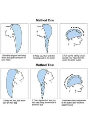 Lushh 100% Cotton Terry Hair Towel Wrap, Bath Shower Head Towel Quick Magic Dryer, White