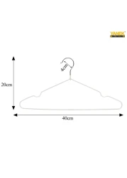 10PK YANEK Metal Hangers For Shirt, Coat, Trousers Strong, Anti Slip &amp; Space Saving Rubber Coated, 40 CM (White)