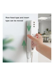 Generic Punch Free Plug Sticker Surge Protector Wall Mount Fixing Device Self Adhesive Power Plug Cable White 10.2*0.7*4cm