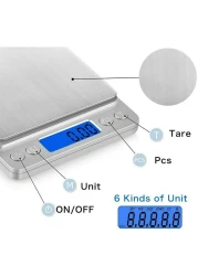 Kitchen Scales Digital, Stainless Steel Panel 0.01 G-1000g Mini Pocket Square Shape electronic balance
