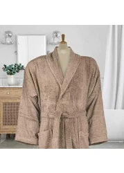 Lushh Shawl Bathrobe for Women and Men Terry Bathrobe - Spa Hotel Bath Robe -Highly Absorbent, Lightweight with Pockets &ndash; Unisex , Dark Beige (S/M)