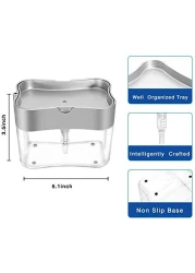 Aeakey Soap Dispenser,Dish Soap Dispenser for Kitchen,Sponge Holder Sink Dish Washing Soap Dispenser 13 Ounces (Silver)