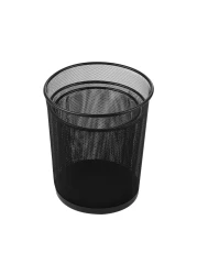 Aibecy-Round Metal Mesh Waste Paper Basket Office Dustbin Trash Can Wastebasket Recycling Bin