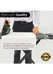 Ironing Board with Adjustable Height &ndash; Space-Saving, Foldable Design with Heat-Resistant Cover &ndash; Compatible with Steam Iron Stations &ndash; Black