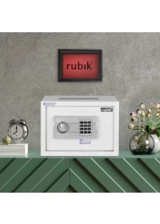 Rubik Drop Slot Safe Box with Digital Keypad and Key Lock A4 Document Size for Cash Deposit on Top Home Office (25x35x25cm) White