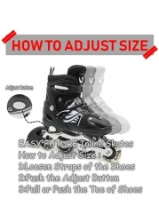 EASY FUTURE Inline Skates Adjustable Size Roller Skates with Flashing Wheels Children Skate Shoes Including Protective Gear Knee Elbow Wrist Black Large (39-42)