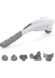 Renpho Rechargeable Hand Held Deep Tissue Massager For Muscles, Back, Foot, Neck, Shoulder, Leg, Calf Pain Relief, Cordless Electric Percussion Full Body Massage With Portable Design, White