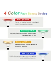 RedLightTherapyforFace and Neck AntiAging Facial and Neck Massager Soothing and Relaxing Face Massager Device with 4 Color LED Therapy Vibration and Thermal Functions for Skin Care White