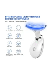 جهاز تدليك الوجه المضاد للتجاعيد 3 في 1، جهاز تجميل لتجديد شباب البشرة لمكافحة الشيخوخة، وشد الوجه والرقبة، وإزالة التجاعيد، وتدليك الوجه لشد الجلد للعناية بالبشرة ورفعها