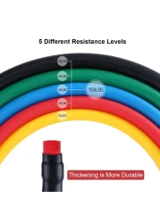 Generic-11pcs Resistance Bands Set Skipping Rope Workout Fintess Exercise Tube Bands Door Anchor Ankle Straps Cushioned Handles with Carry Bags for Home Gym Travel