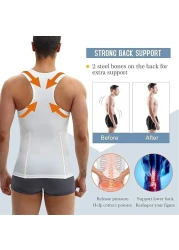 Men's Slimming Compression Vest Body Shaper Tank Top - Tummy Control Shirt Control Underwear Moobs Binder