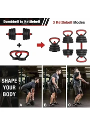 ULTIMAX- Adjustable 7 in 1 Dumbbell Set, Free Weights Dumbbells Set with Connecting Rod Used as Barbell, Kettlebell and Push-ups, Weightlifting Fitness for Home/Office-10Kg