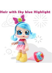 Fitto pretty stylish modern American girl doll with yellow boots, large blue eyes, blue hair with a battery, a singing doll toy with ice cream blind box surprise 12-inch toy for girls