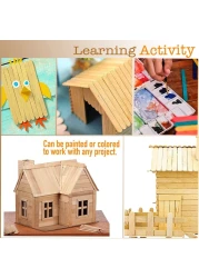 100 Pcs Natural Wooden Food Grade Craft Sticks - Ice Cream Stick - Popsicle - 4.5 inch Length - Suit Crafting, Stirring, Paddle, Waxing, Small Ice Pop Stick for DIY Kids Popcicle