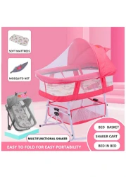 3 in 1 Portable Baby Sleeper Rocking Cradle Bed pink