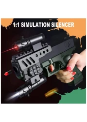 مسدس لعبة Glock Soft Bullet للأطفال مع مخزن وكاتم صوت - لعبة تلبيس لعب الأدوار مع رصاصات رغوية آمنة - إكسسوارات لعب تظاهري وهدية مثالية