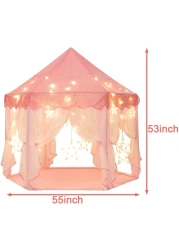 Mumoo Bear Princess Castle Tent For Girls Fairy Play Tents For Kids Hexagon Playhouse For Children Or Toddlers Indoor Or Outdoor Games (Pink)