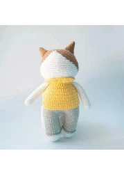 Handmade Natural Cotton Crochet Cat Toy Doll for Baby Friend Amigurumi Crochet Sleeping Buddy for Kids and Adults, 25cm