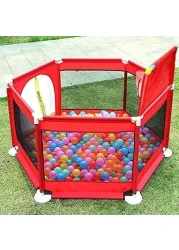 Baby Kids Playpen Activity Center with 30 Balls &ndash; Safe and Portable Folding Playpen for Crawling, Indoor &amp; Outdoor Use, Fitted Floor, Red &ndash; Ideal Baby