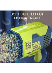 Little Story - 132 Holes Bubble Machine Gun wt Light / Bubble Maker for Kids Indoor &amp; Outdoor - Green