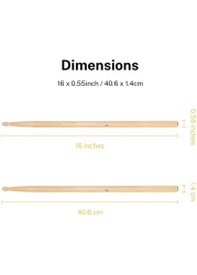 أعواد الطبل 5 أمبير من خشب القيقب من مايك ميوزيك (طبيعية)