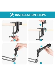 Mike Music Adjustable Microphone Suspension Boom Scissor Arm Stand, Mic Stand Made Of Durable Steel For Radio Broadcasting Studio, Voice, Over Sound Studio, Stages, And Tv Stations (Nb 39, Black)