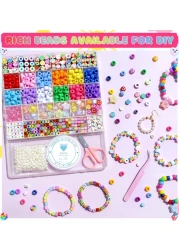 MontoSun Bead Bracelet Making Kit Friendship Bracelets Making Beads Kit Pony Beads Charms Beads Clay Flower Letter Beads for Jewelry Making Kit DIY Arts and Crafts Gifts for Girls Age 6 7 8 9 1012
