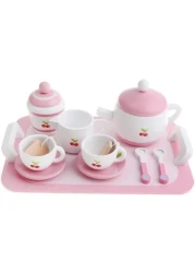 Wooden Tea Set 12pcs Pretend Play Food Accessories Pretend Toy, Teacup Playset, Toy Accessories