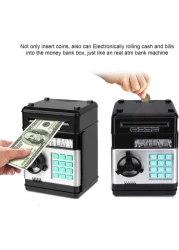 Setibre Piggy Bank, Electronic Atm Password Cash Coin Can Auto Scroll Paper Money Saving Box Toy Gift For Kids (Black)
