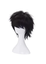 morvallyShort Messy Black Heat Resistant Synthetic Hair Wigs for Cosplay Halloween Anime