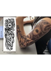 Aresvns Halloween Sleeve Tattoos Temporary for Men WomenBlack fake tattoos for adultsWaterproof Realistic Temporary TattoosLooks Real Temp TattoosWolfTigerDevils eye