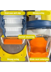 Children Indoor Playground Kids Colorful Rocket Theme Plastic Swing Slide Baby Multifunctional Toys