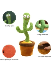 Dancing Cactus Toy, Talking Cactus Toy Repeats What You Say, Wriggle Dancing and Singing Electronic Luminous Cactus, Funny Creative Early Childhood Education Toys (120 Songs)