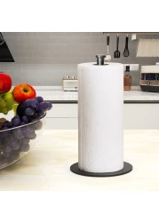 Paper Towel Holder Countertop OBODING Black Kitchen Paper Towel Holder Stand for Kitchen and Bathroom Organization and Storage Paper Towel Holders for Standard and Large Size Rolls Black