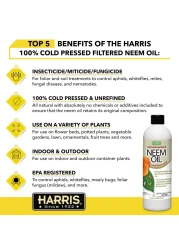 HARRIS Neem Oil 100 Cold Pressed and Unrefined Concentrate for Plant Spray High Azadirachtin Content 12 Ounce for Aphids Whiteflies Mealy Bugs and More