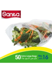 Sanita Club Oxo-Biodegradable Food Storage Bags Number 16 Extra Large Clear 50 Storage Bags
