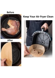 Air Fryer Paper Liners 100PCS Nonstick Disposable Liners Baking Paper for Air Fryer Oilproof Waterproof Food Grade Parchment for Baking Roasting Microwave 100Pcs63 inch