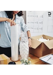 Duchic, [3 Roll] Clear Stretch Film Wrap - 500mm Heavy Duty Plastic Shrink Wrap for Pallet Wrap, Packing, Moving and Packaging - Cling Wrap, 1.30 kg, 400g core