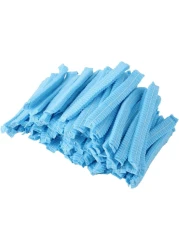 طقم أغطية شبكة شعر زرقاء اللون 100 قطعة - غطاء للرأس - أغطية منتفخة