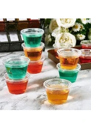 Vsell24 100Pc 4Oz Plastic Disposable Portion Cup Containers With Lid Sauce Jello Shot Souffl&eacute; Sampling Cups Clear