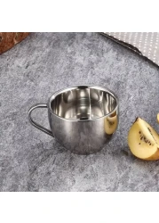 Liying 2Pcs Insulated Espresso Cup Stainless Steel Coffee Mugs Set (180ml), Double Walled Coffee Cup with Saucer and Spoon, Espresso Latte Cappuccino Milk Tea Cup
