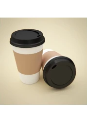 Yesocea [50 Sets] Disposable Coffee Cups With Lids And Sleeves - 20 Oz. White Hot Paper Cup