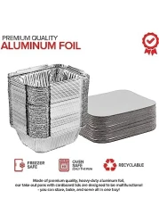 Vsell24 680Cc 50Pc Disposable Aluminium Containers Foil Pans With Lids For Food Storage